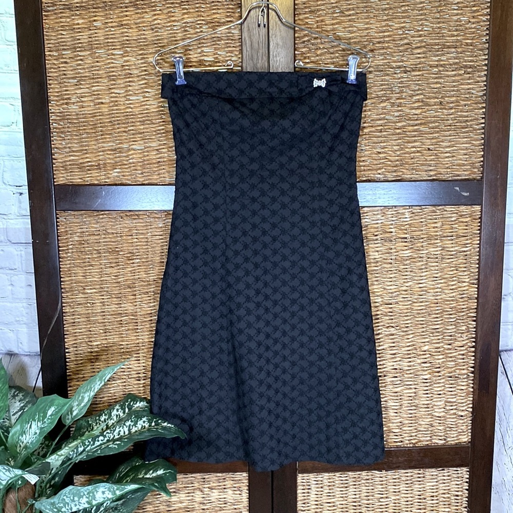 Odille Black Size 2 Strapless texture cocktail dress